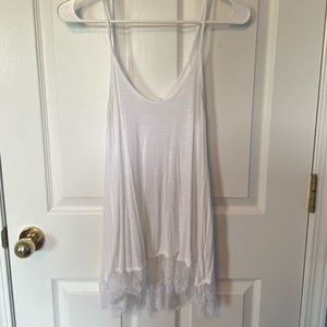 Cloud Chaser - White tank top with lace trim